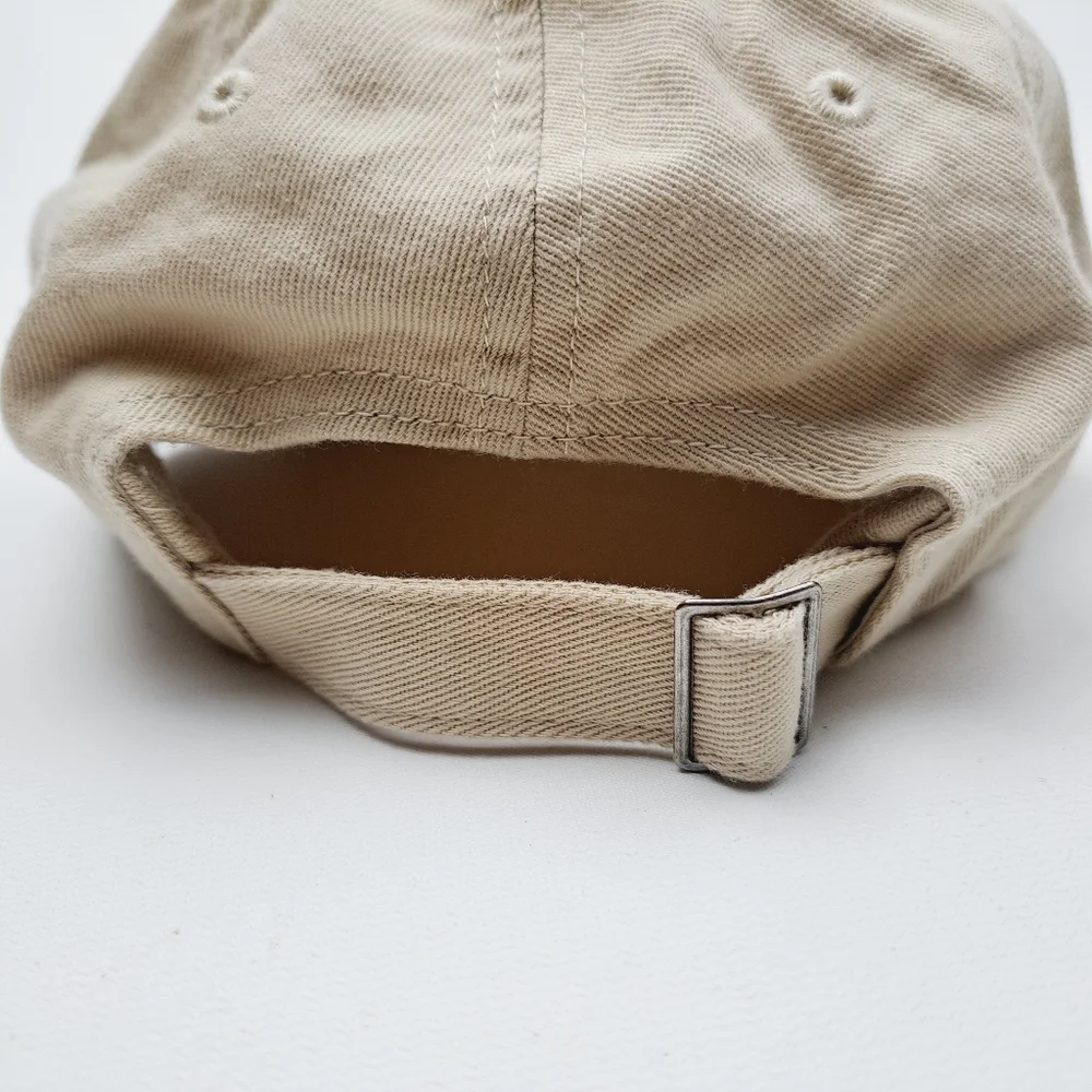 Yin Yang Flower Embroidered Relaxed Cotton Hat Cap Beige Adjusta…